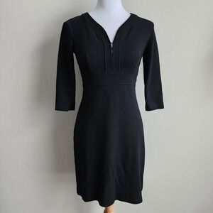 Jacob Sheath Dress Womens XS Black 3/4 Sleeve V-Neck Empire Waist Office Formal